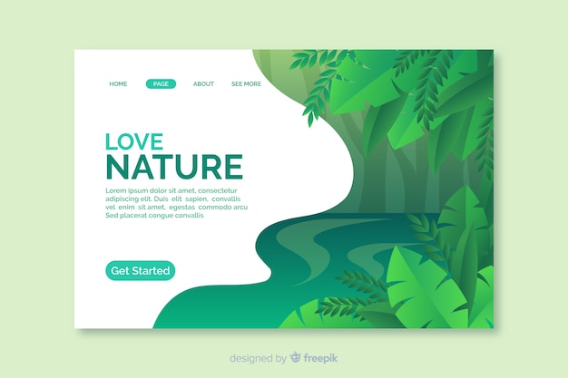 Flat nature landing page template