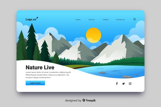 Flat nature landing page template