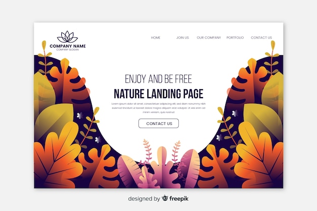 Free Vector flat nature landing page template