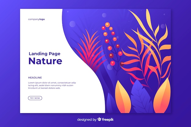 Free Vector flat nature landing page template