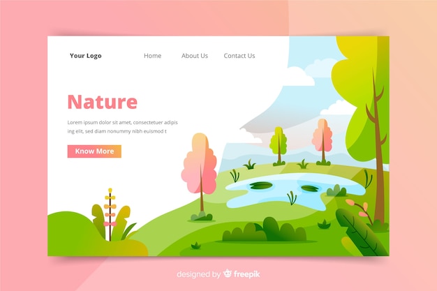 Flat nature landing page template