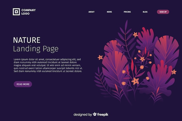 Flat nature landing page template