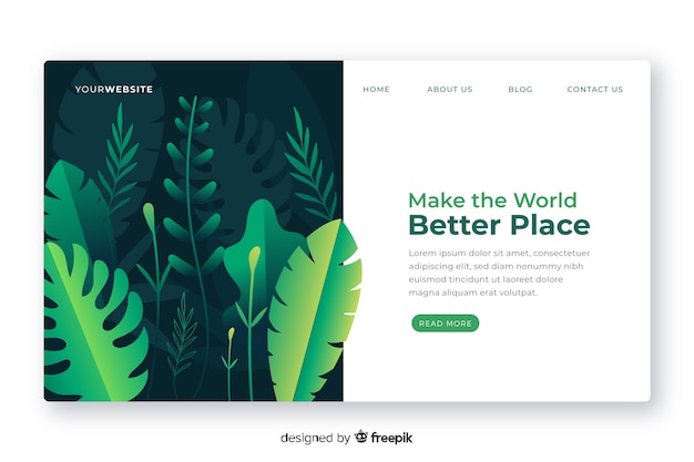 Flat nature landing page template