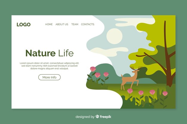 Flat nature landing page template