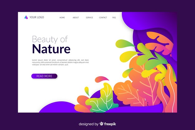 Flat nature landing page template