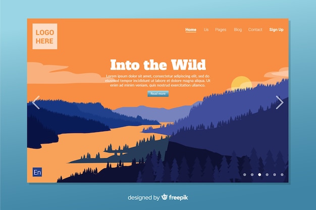 Flat nature landing page template