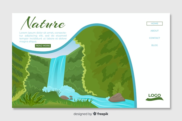 Free Vector flat nature landing page template