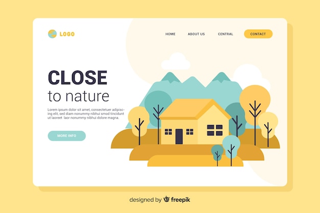 Flat nature landing page template