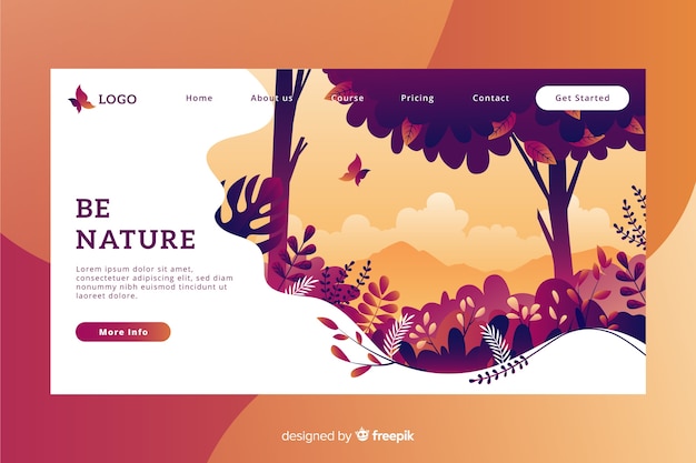 Flat nature landing page template