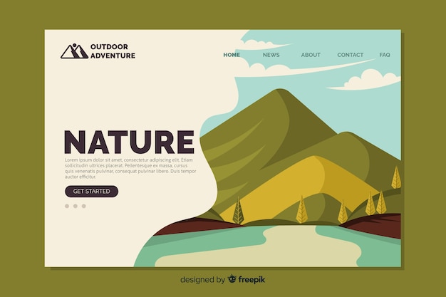 Flat nature landing page template