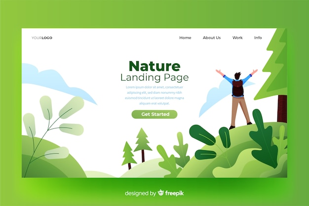 Flat nature landing page template