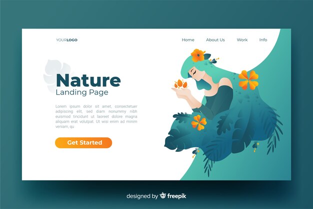 Flat nature landing page template