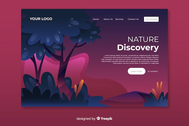 Free Vector flat nature landing page template