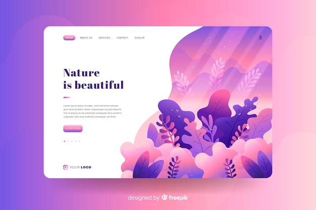 Free Vector flat nature landing page template