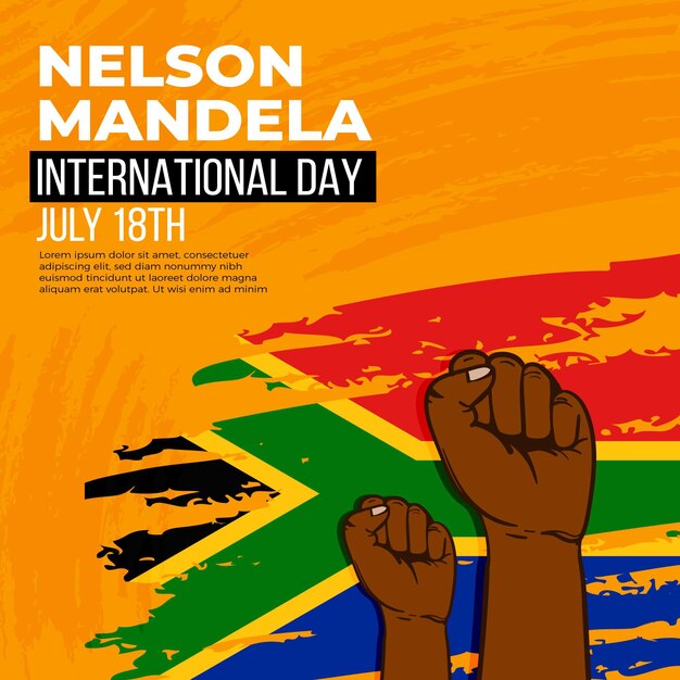 Flat nelson mandela international day illustration