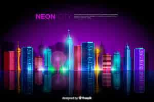 Free vector flat neon city background