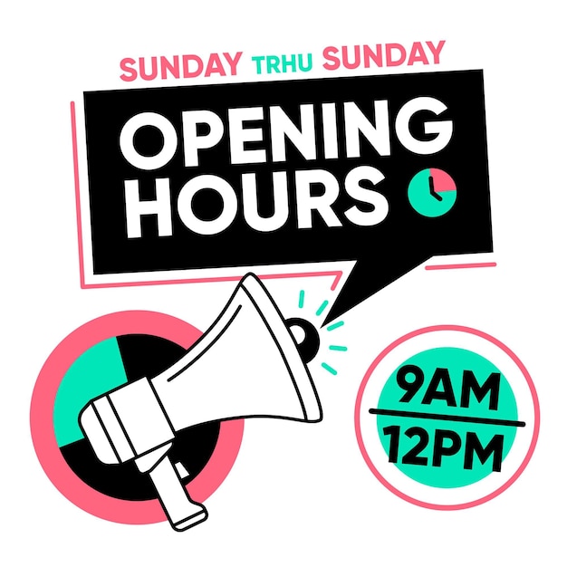 Free Vector flat new opening hours sign