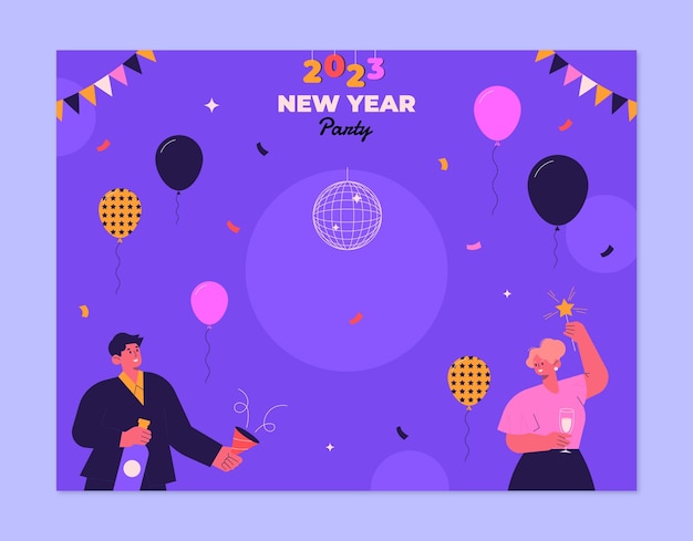 Free vector flat new year 2023 photocall template