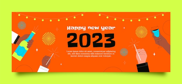 Free Vector flat new year 2023 social media cover  template