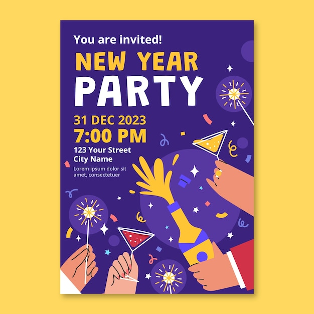 Free Vector flat new year 2024 invitation template