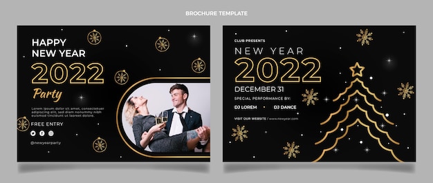 Flat new year brochure template