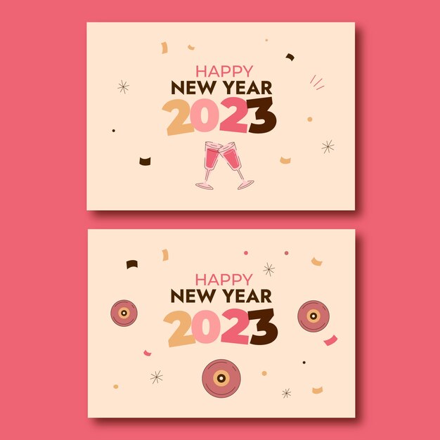 Flat new year cards collection