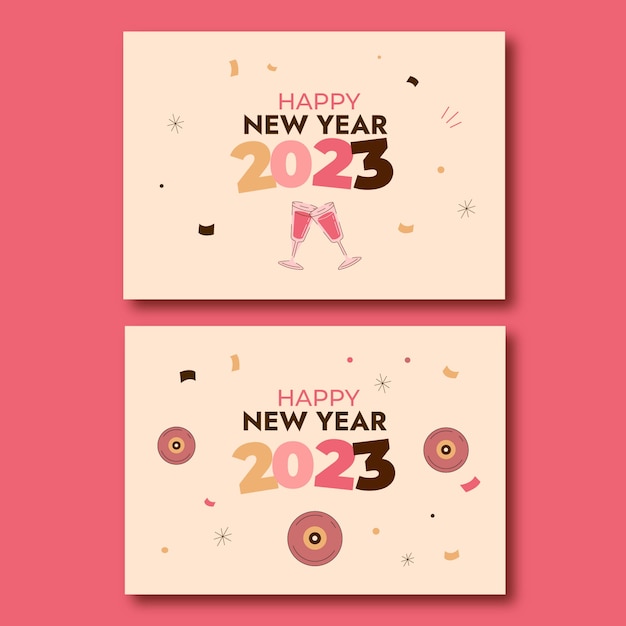 Flat new year cards collection