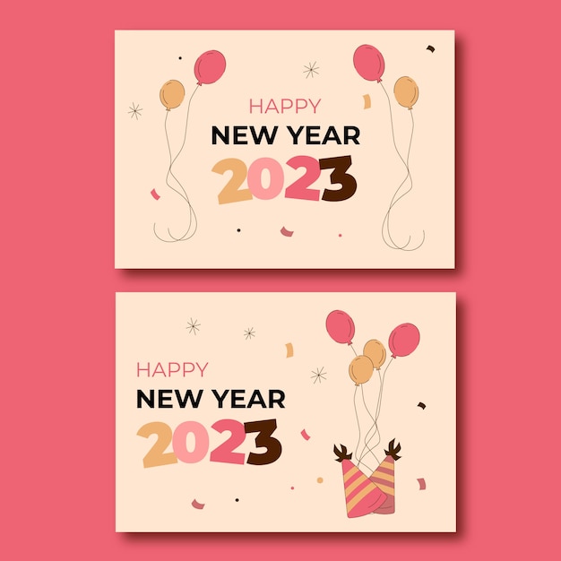 Free Vector flat new year cards collection