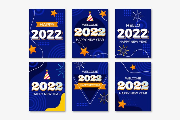 Flat new year greeting card template