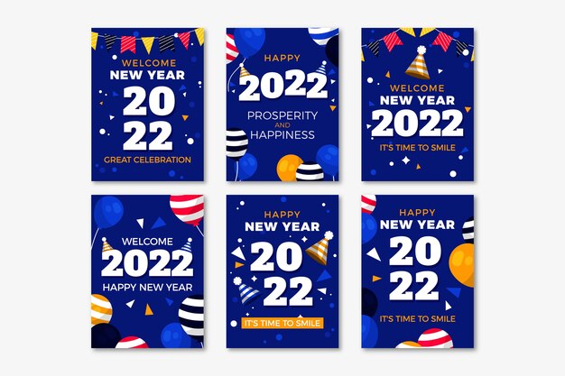 Flat new year greeting card template