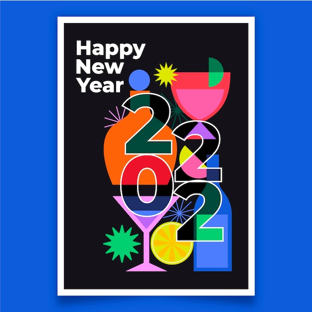 Flat new year greeting card template