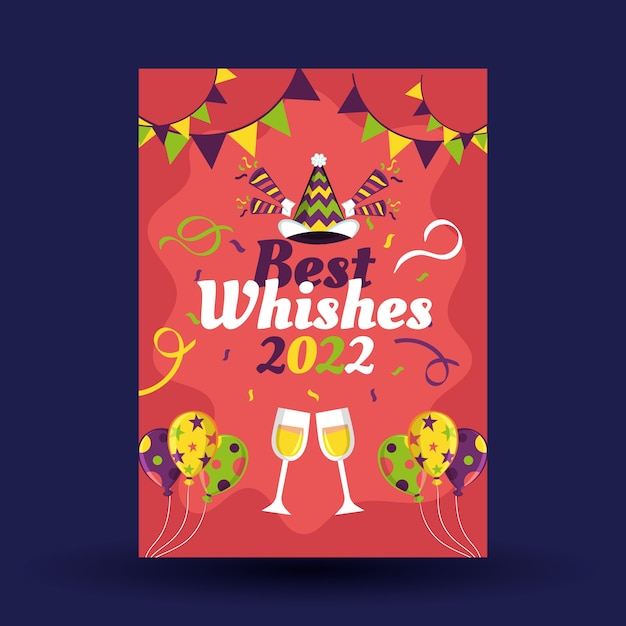 Flat new year greeting card template