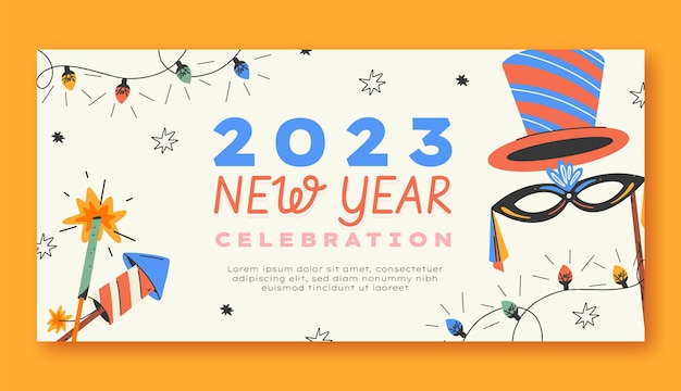 Flat new year horizontal banner template