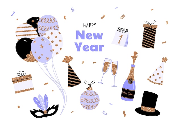 Flat new year illustration