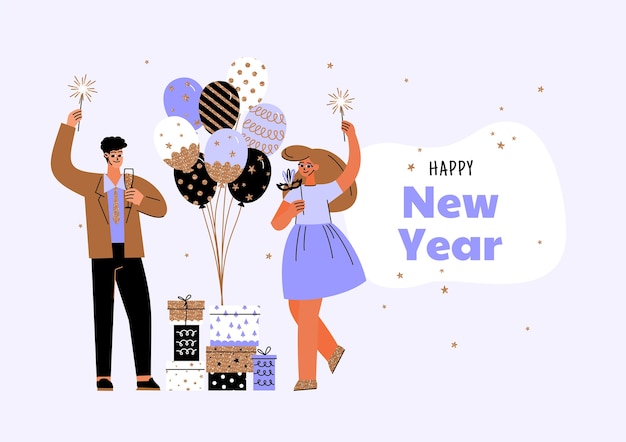 Flat new year illustration