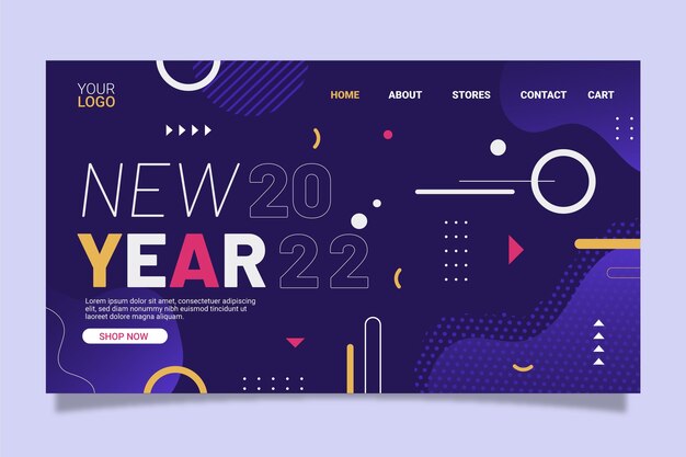 Flat new year landing page template