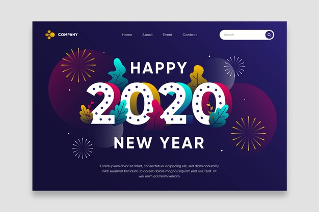 Flat new year landing page