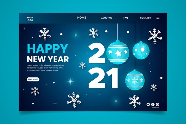 Flat new year landing page