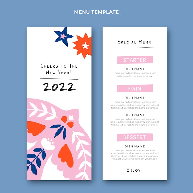 Free Vector flat new year menu template