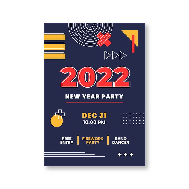 Flat new year party flyer template