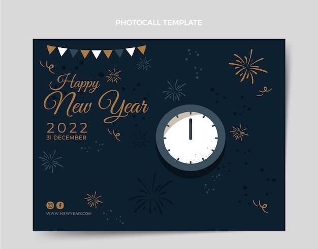 Flat new year photocall template