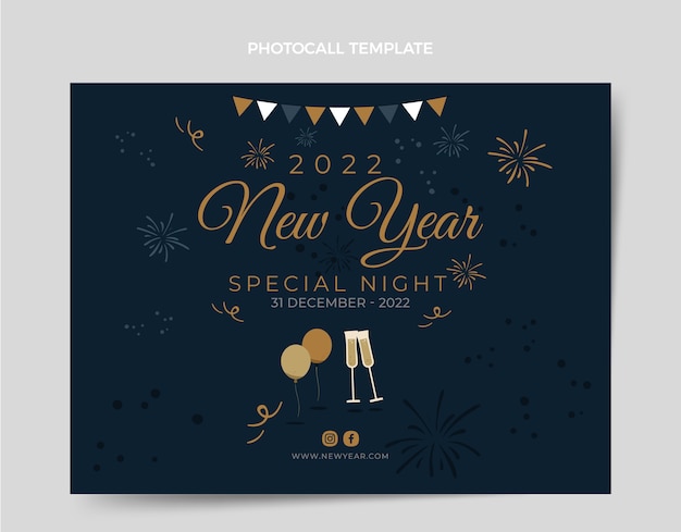 Flat new year photocall template