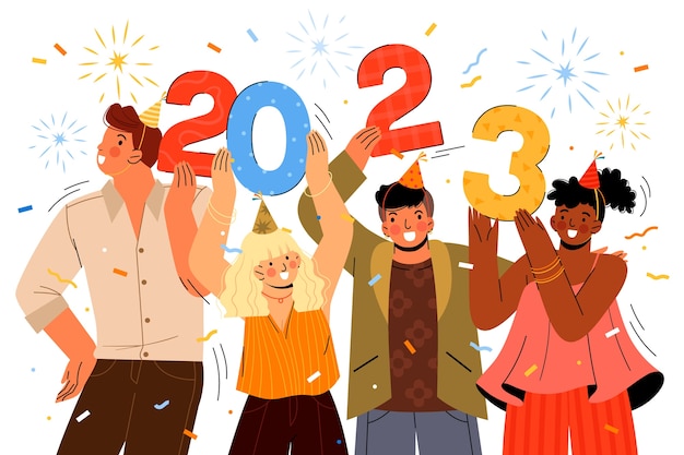 Flat new year's eve celebration illustration