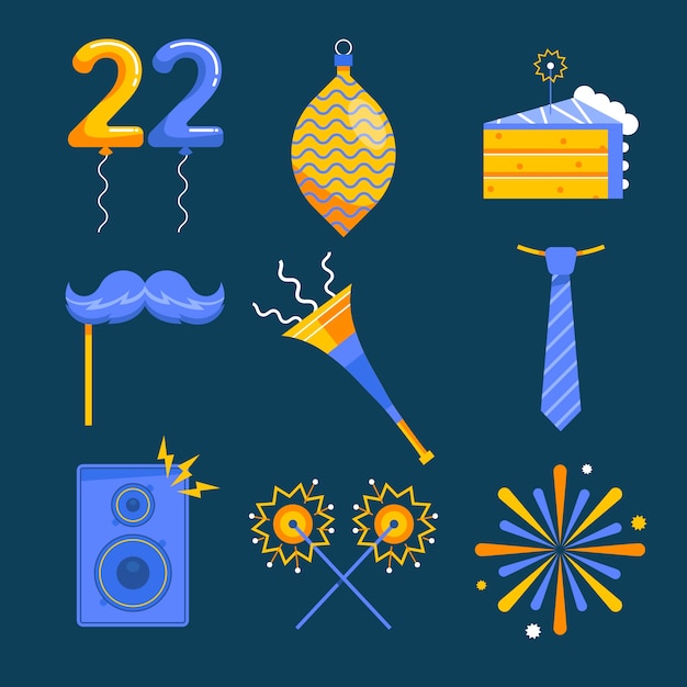 Free Vector flat new year's eve elements collection