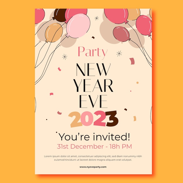 Flat new year's eve party invitation template