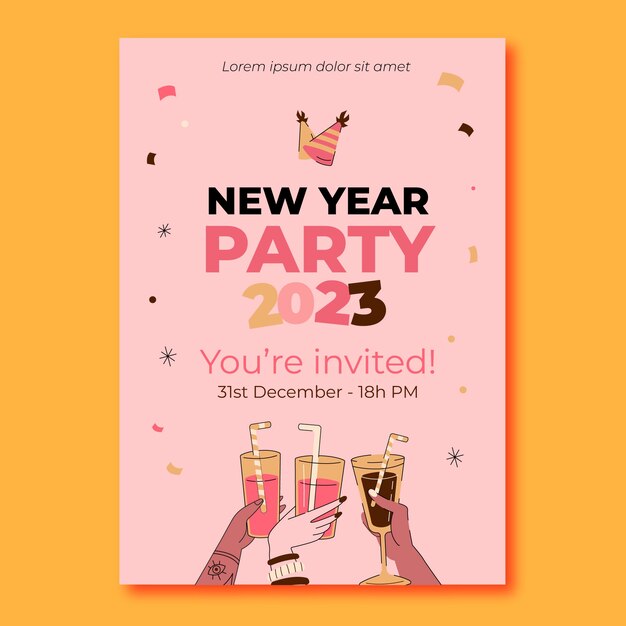 Flat new year's eve party invitation template