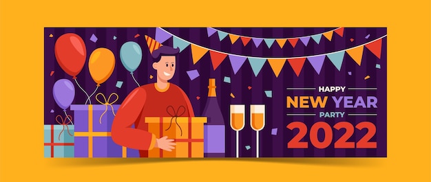 Free Vector flat new year social media cover template