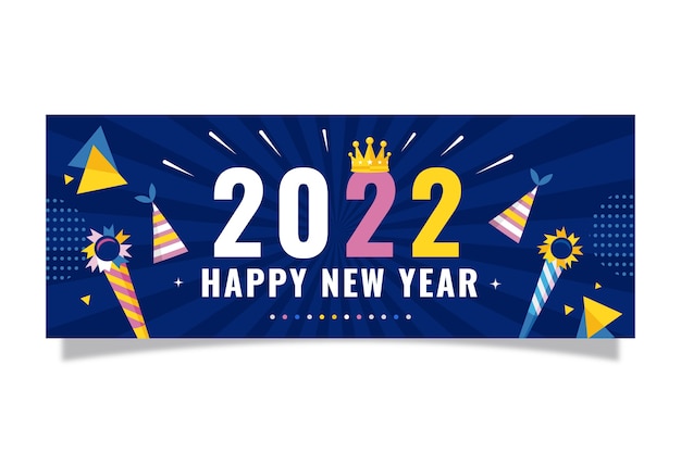 Flat new year social media cover template