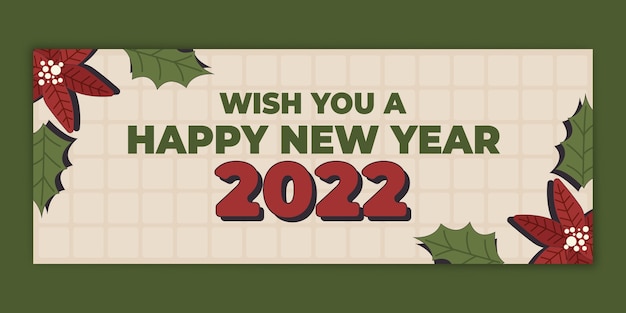 Flat new year social media cover template