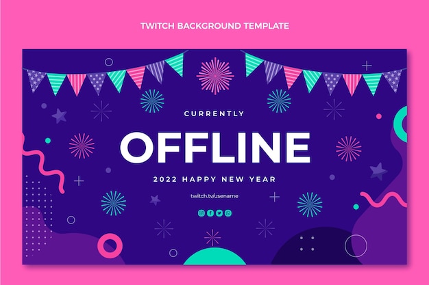 Flat new year twitch background